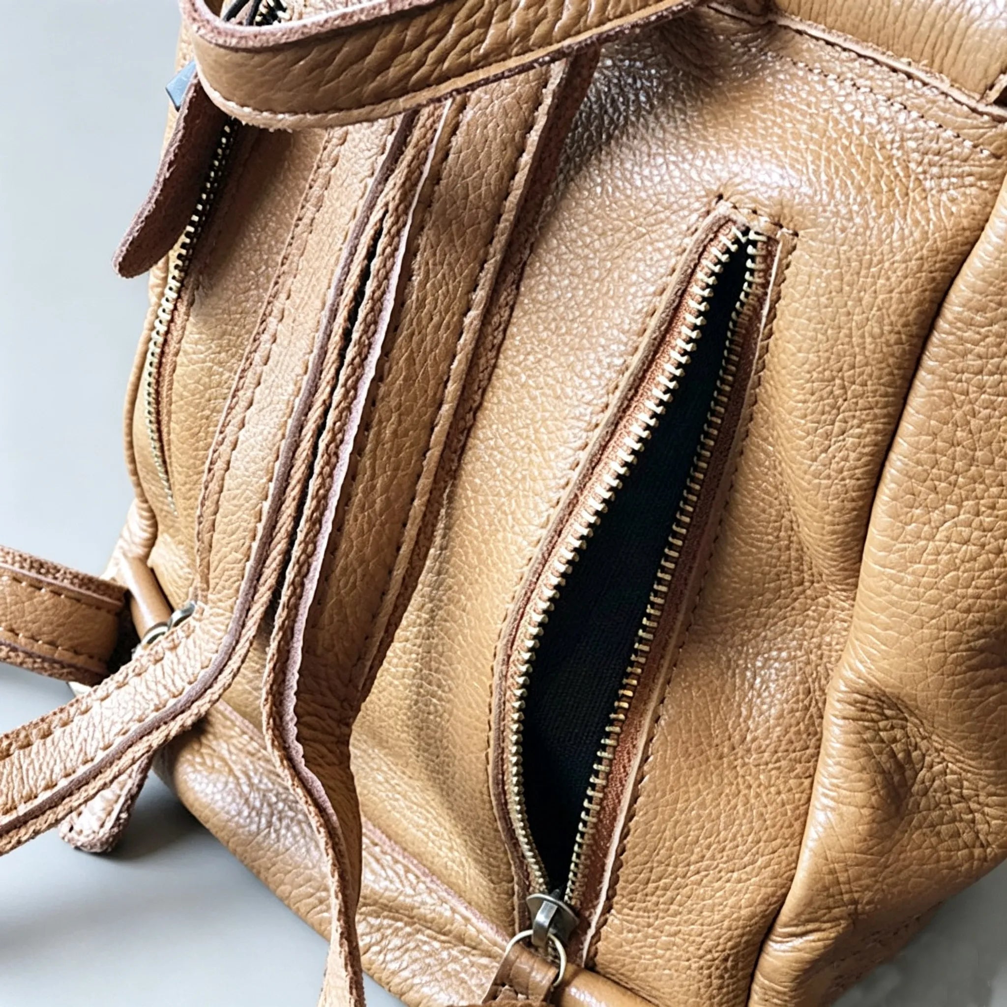 Soft Lightweight Daily Purse Flap Leather Rucksack Backpack