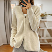 Load image into Gallery viewer, Simple One-button V-neck Knited Cardigan Sweater
