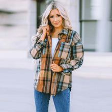 Load image into Gallery viewer, Plaid Curved Hem Shirt Jacket with Breast Pockets

