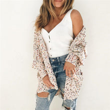 Load image into Gallery viewer, Dotted Multicolor Cream Knit Long Sleeve Cardigan

