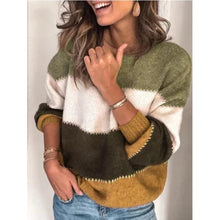 Load image into Gallery viewer, Round Neck Stripped Long Sleeve Sweater
