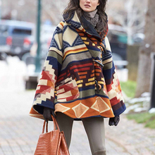 Load image into Gallery viewer, Vintage Long Sleeve Hooded Printed Coat
