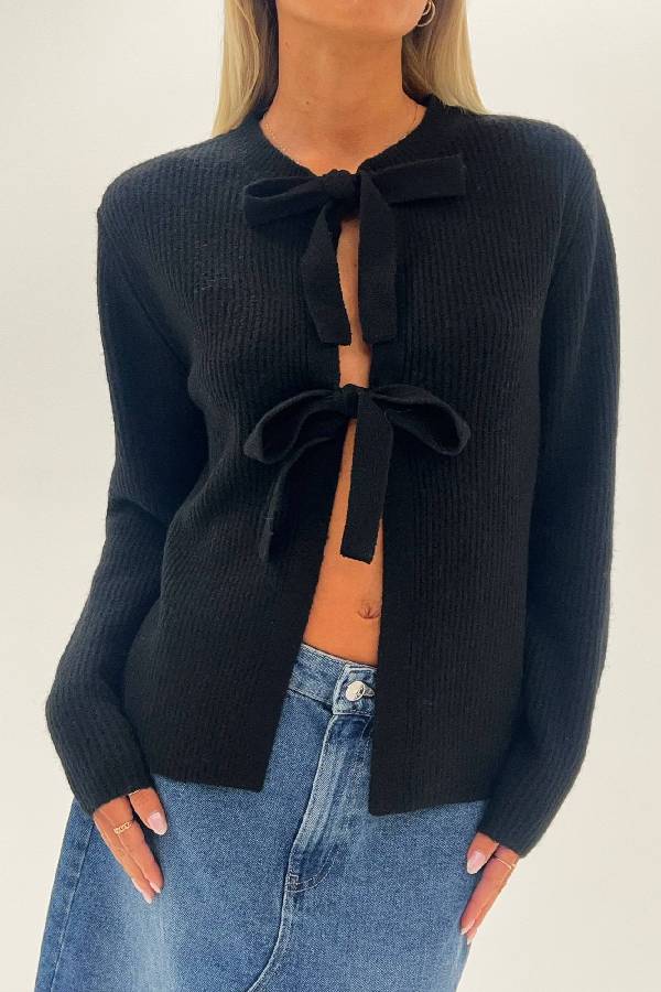 Simple Tied Long Sleeves Cardigan