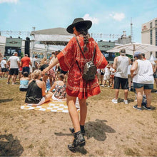 Load image into Gallery viewer, Red Bohemian Floral Tunic Dress
