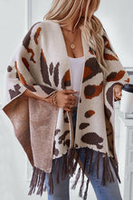 Load image into Gallery viewer, Leopard Print Tassel Hem Loose Knitted Shawl
