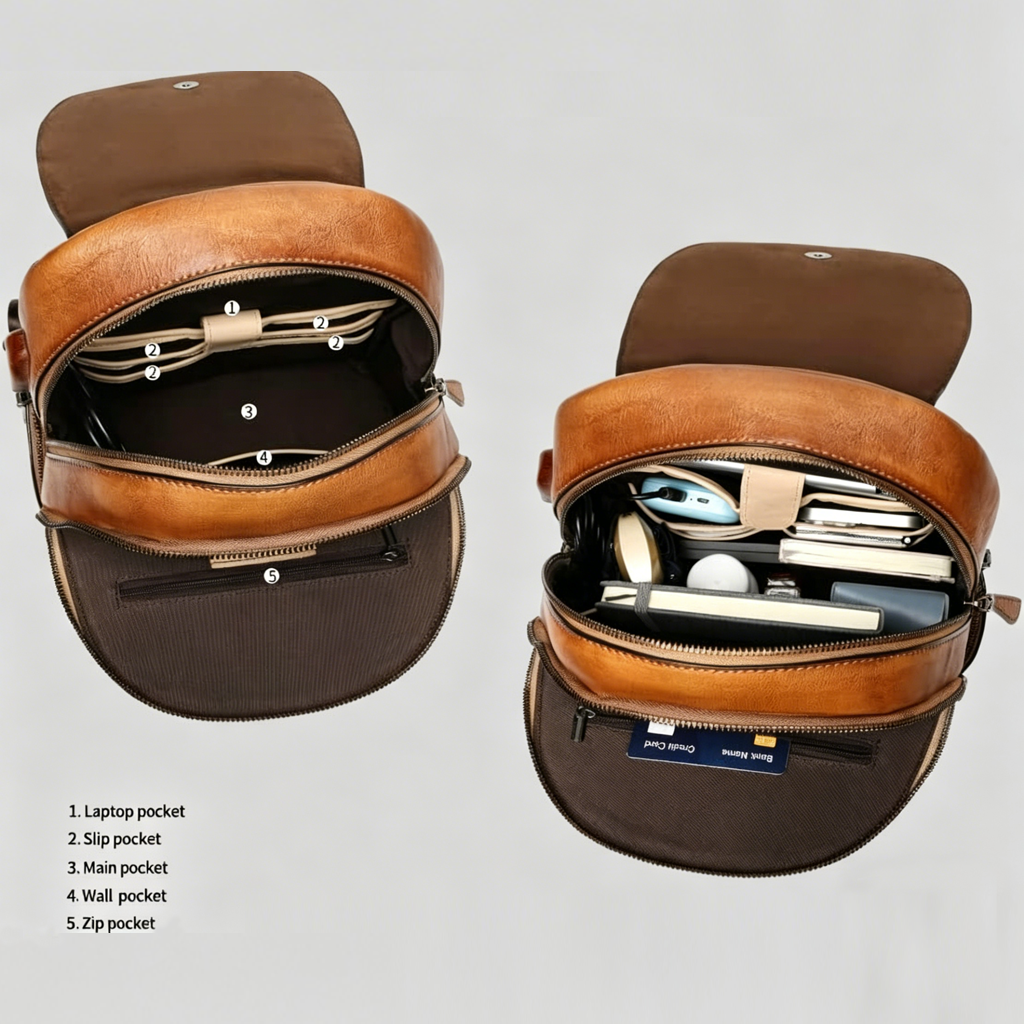 Vintage Embossed Women Leather Backpack