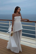 Load image into Gallery viewer, Graceful Strapless Patchwork Maxi Dress with Scarf
