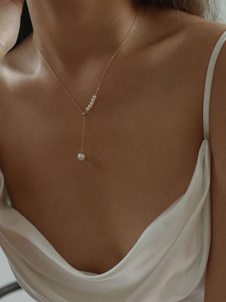 14K Gold Filled Retro Pearl Y-chain Necklace