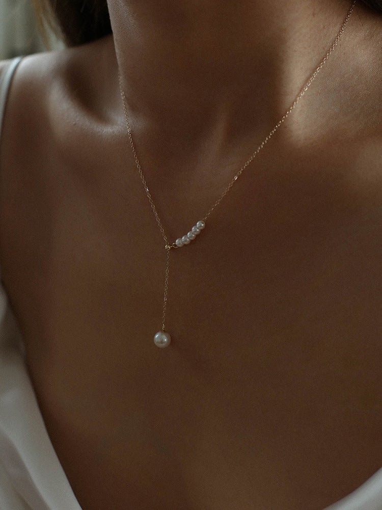 14K Gold Filled Retro Pearl Y-chain Necklace