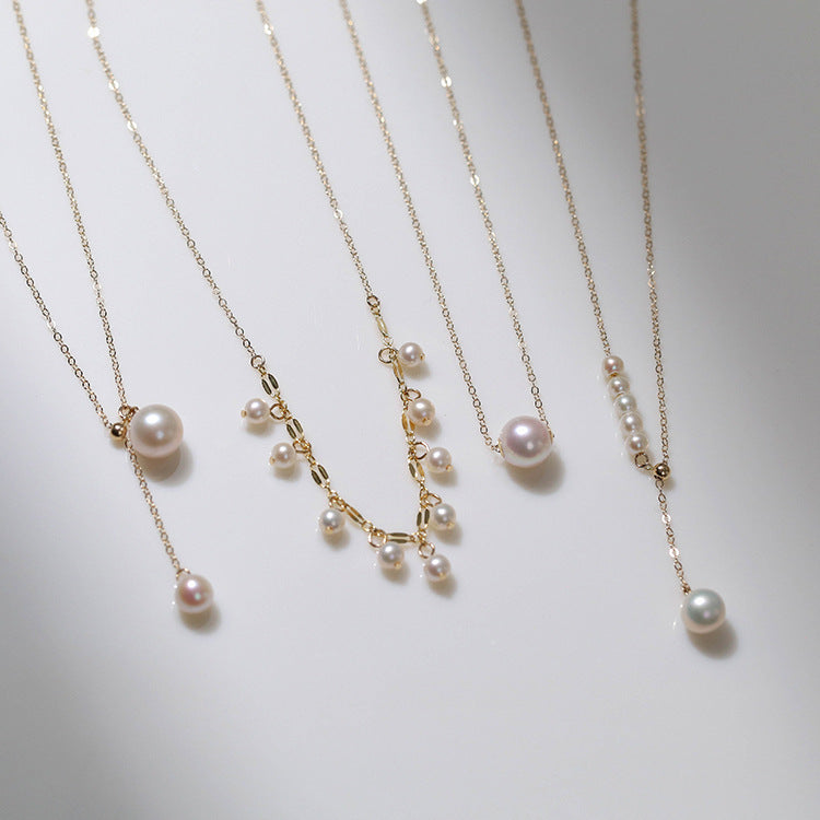 14K Gold Filled Retro Pearl Y-chain Necklace