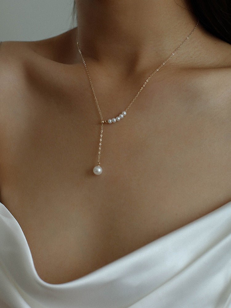 14K Gold Filled Retro Pearl Y-chain Necklace