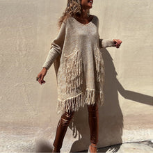Load image into Gallery viewer, Chic Knit Fringe Detail Tassel Trim Pockets Loose Sweater
