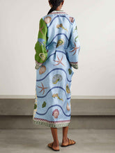 Load image into Gallery viewer, Casual Apricot Collar Print Buttons Down Midi Dress
