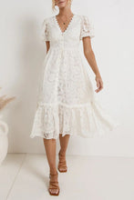 Load image into Gallery viewer, Lace Buttons V Neck A Line Midi Dress
