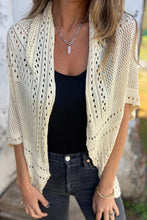 Load image into Gallery viewer, Simple Hollow Knitted Half Sleeve Loose Cardigan
