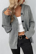 Load image into Gallery viewer, Plain Long Sleeves Drawstring Hoodied Knitted Cardigan
