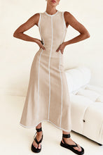 Load image into Gallery viewer, Casual Striped Contrast Sleeveless Round Necn Midi Dress
