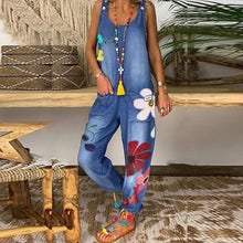 Load image into Gallery viewer, Denim Wide Leg Drop Crotch Jumpsuit Rompers Overalls
