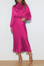 Load image into Gallery viewer, Chic Satin Long Sleeve Midi Party Dress
