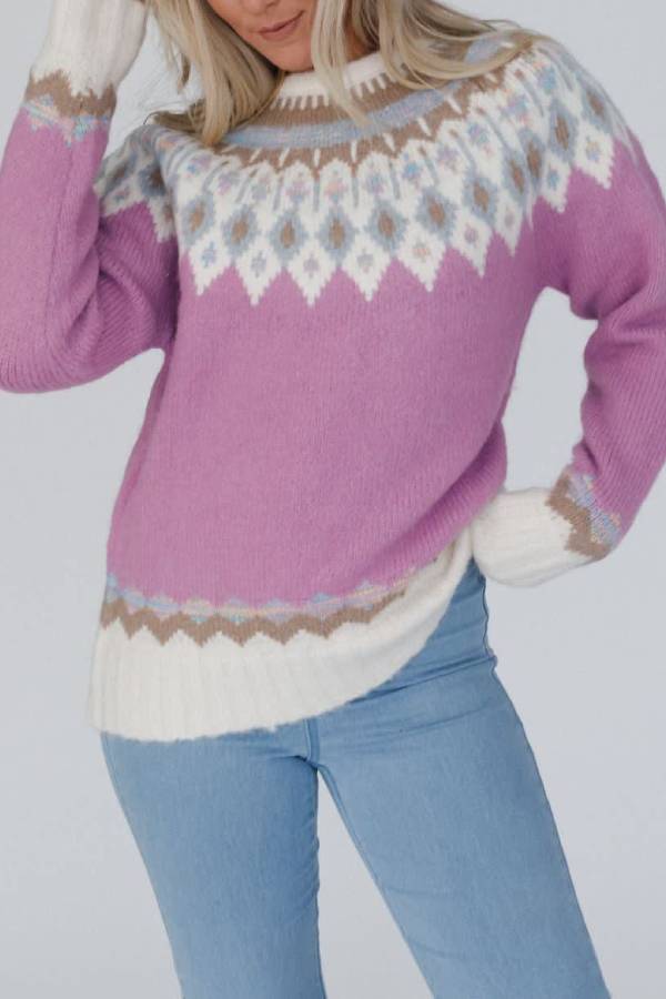 Christmas Thickened Round Neck Long Sleeve Knitted  Icelandic Sweater