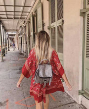 Load image into Gallery viewer, Red Bohemian Floral Tunic Dress
