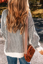 Load image into Gallery viewer, Loose Striped Contrast Trim Sweater
