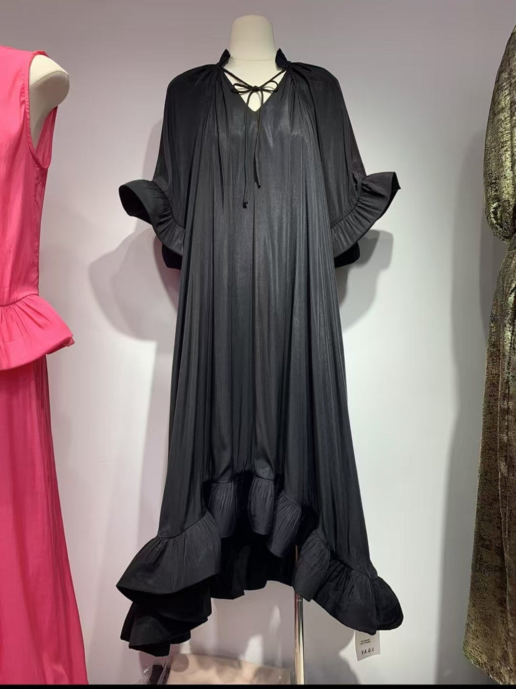 Elegant Bell Sleeves Loose Midi Dress