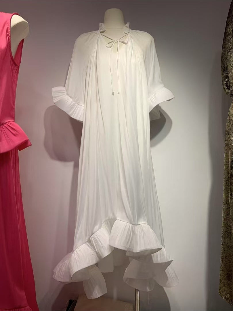 Elegant Bell Sleeves Loose Midi Dress