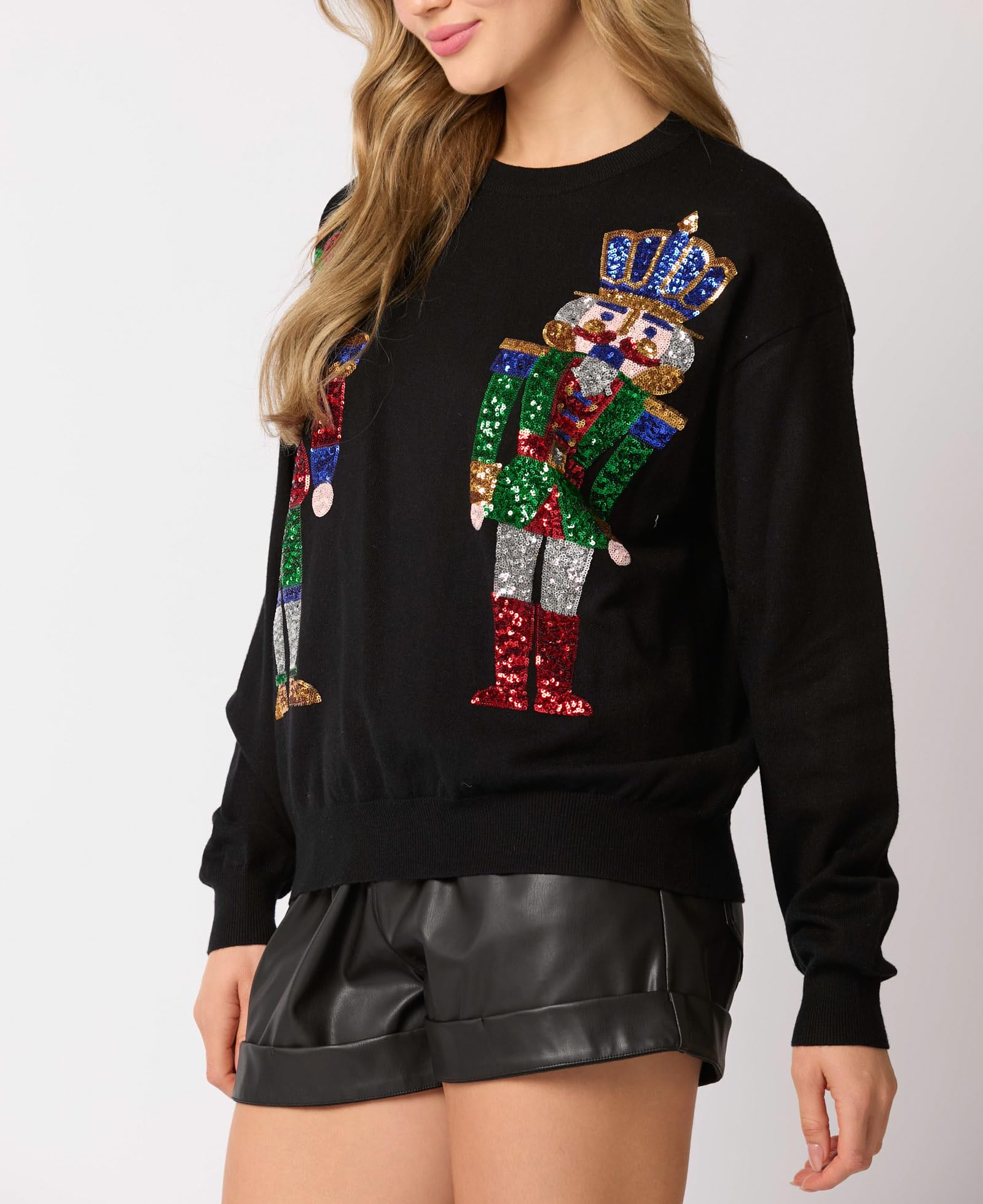 Christmas Nutcracker Graphic Sequined Fashion Casual Sweatshirt