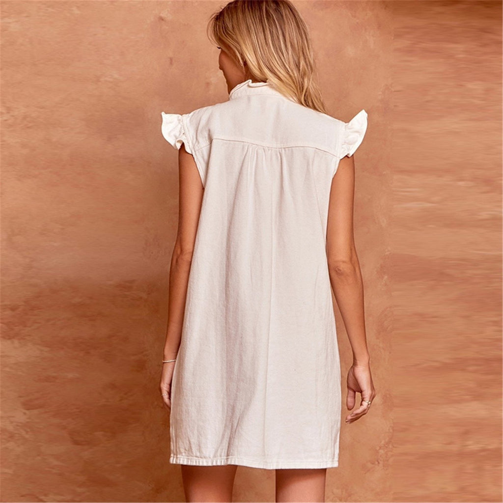 Casual Denim Button Down Mini Dress