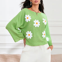 Load image into Gallery viewer, Embroidered Floral Knit Pullover Sweater
