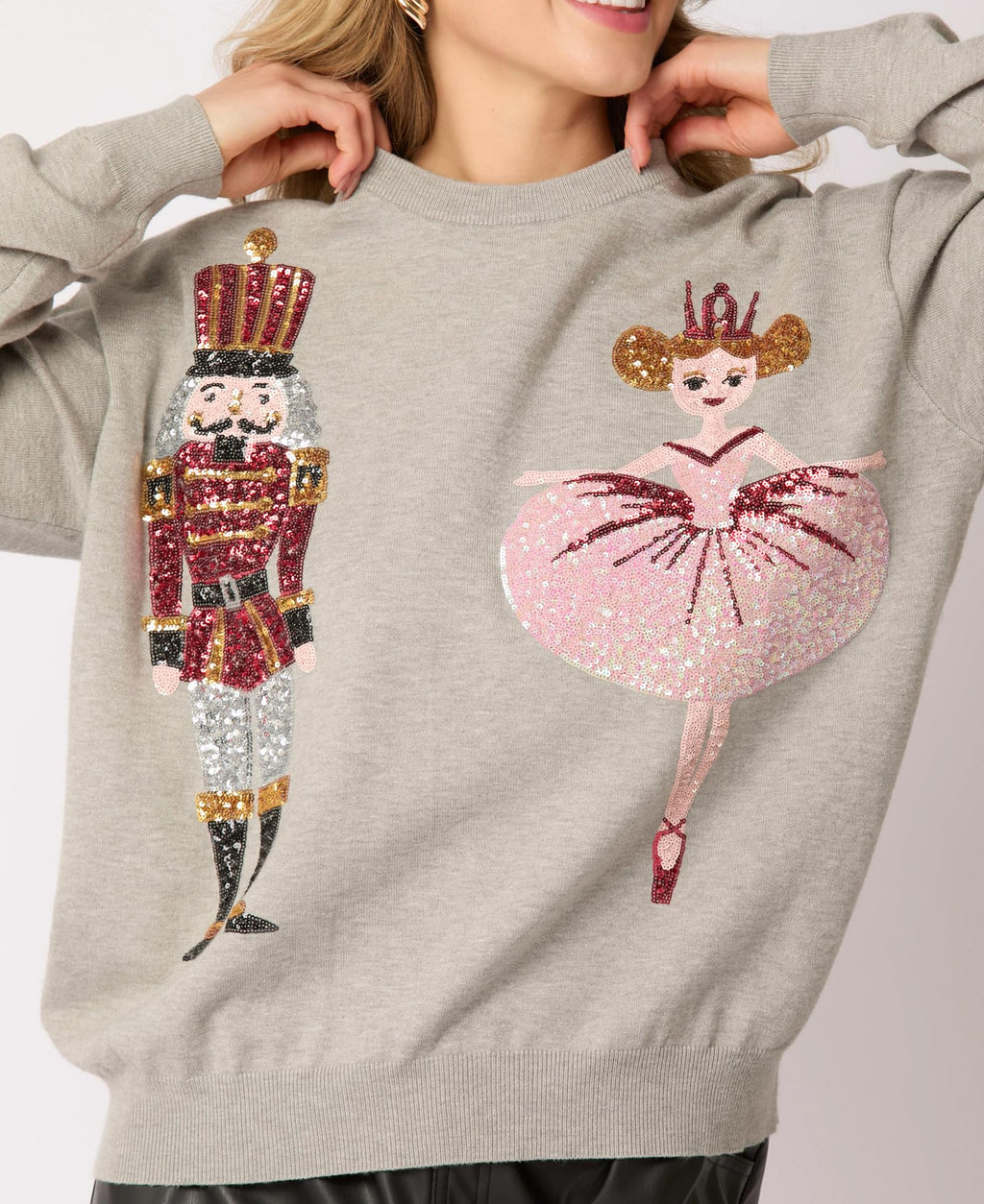 Christmas Nutcracker Graphic Sequined Fashion Casual Sweatshirt