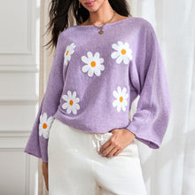 Load image into Gallery viewer, Embroidered Floral Knit Pullover Sweater
