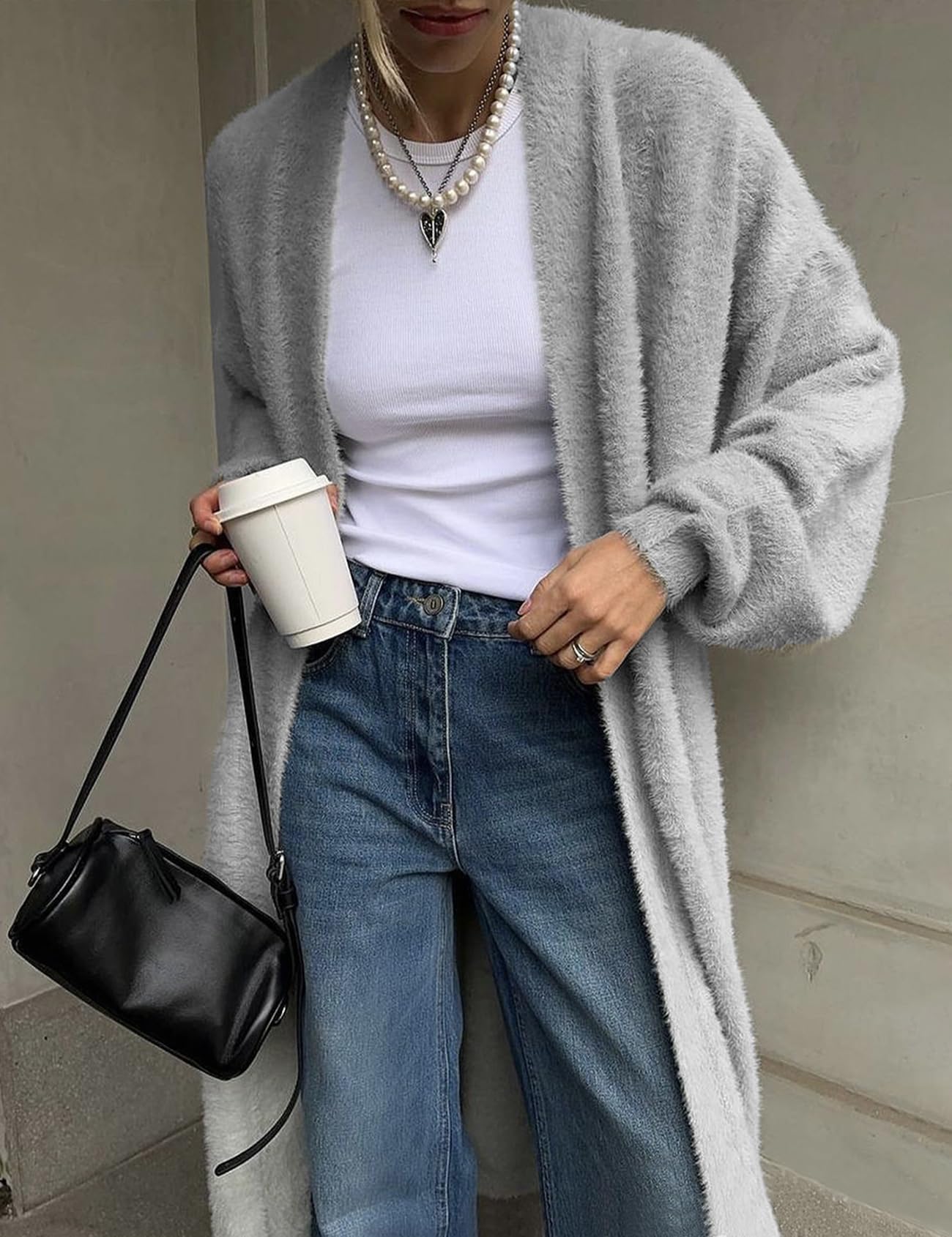 Fuzzy Long Sleeves Robe Cardigan