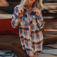 Load image into Gallery viewer, Contrast Plaid Buttons Down Mini Shirt Dress

