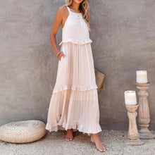 Load image into Gallery viewer, Ruffled Sleeveless Tiered Maxi Dress with Pockets
