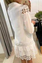 Load image into Gallery viewer, Contrast Lace Patchwork Shirt Collar Dress
