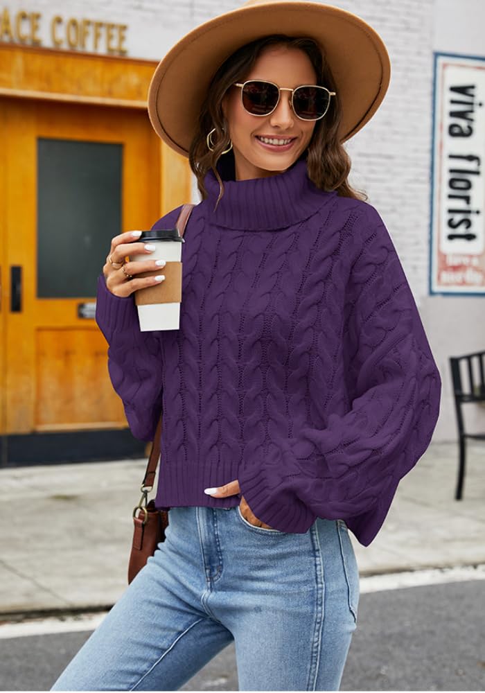 Casual High Neck Cropped Knit Pullover Sweater