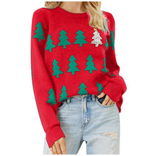 Load image into Gallery viewer, Christmas Tree Graphic Long Sleeve Crewneck Knitted Tops Pullover Sweater
