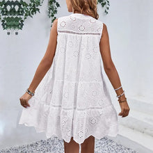 Load image into Gallery viewer, White Sleeveless Hollow Out Mini Dress
