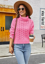 Load image into Gallery viewer, Casual High Neck Cropped Knit Pullover Sweater
