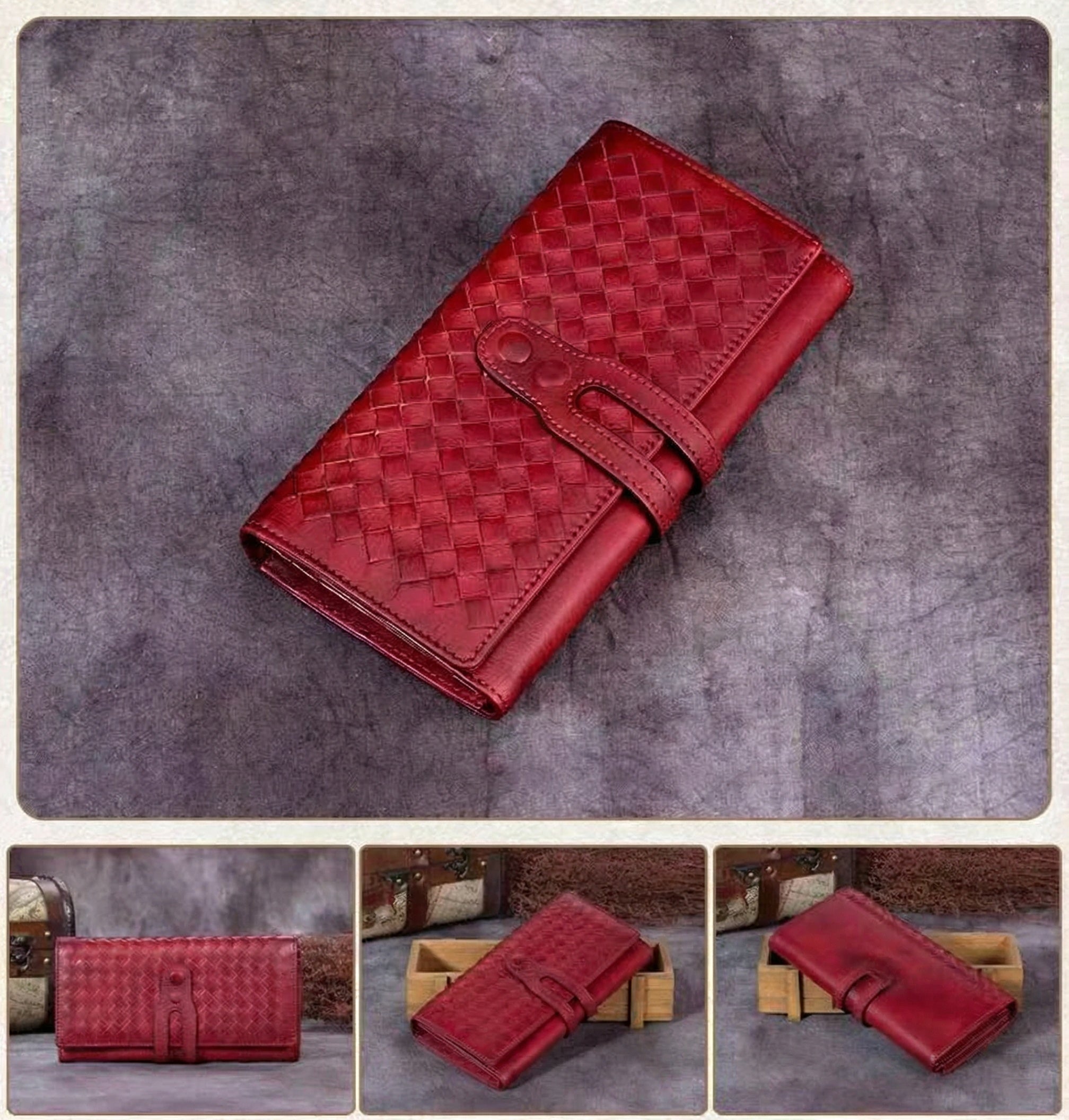 Personalized Wallet Leather Long Checkbook Womens Clutch Wallet Purse