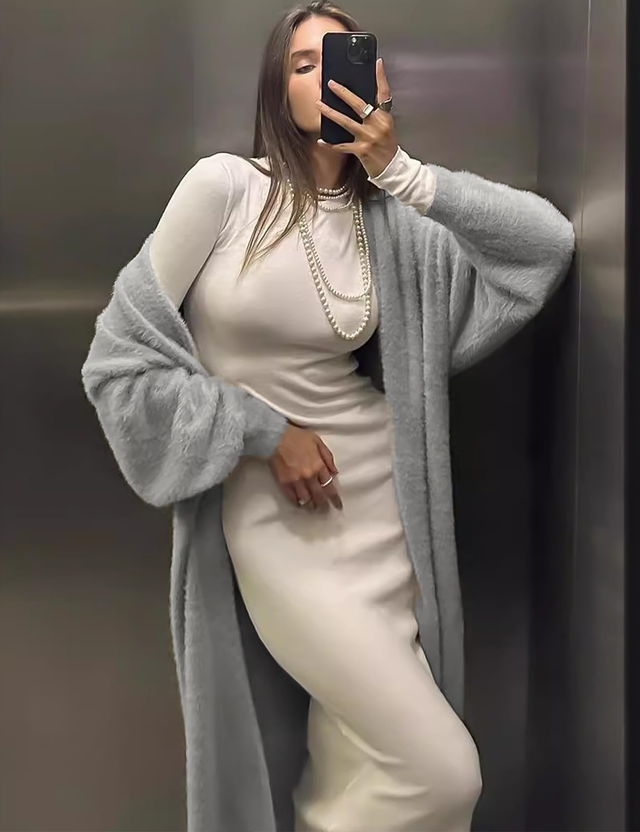 Fuzzy Long Sleeves Robe Cardigan