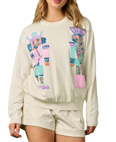 Christmas Nutcracker Graphic Sequined Fashion Casual Sweatshirt