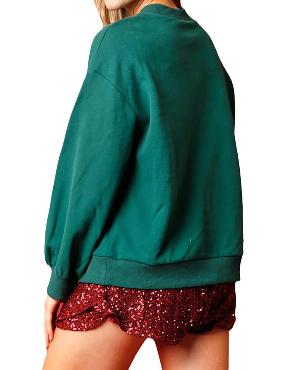 Christmas Casual Loose Long Sleeves Candy House Sequined Sweatshirt