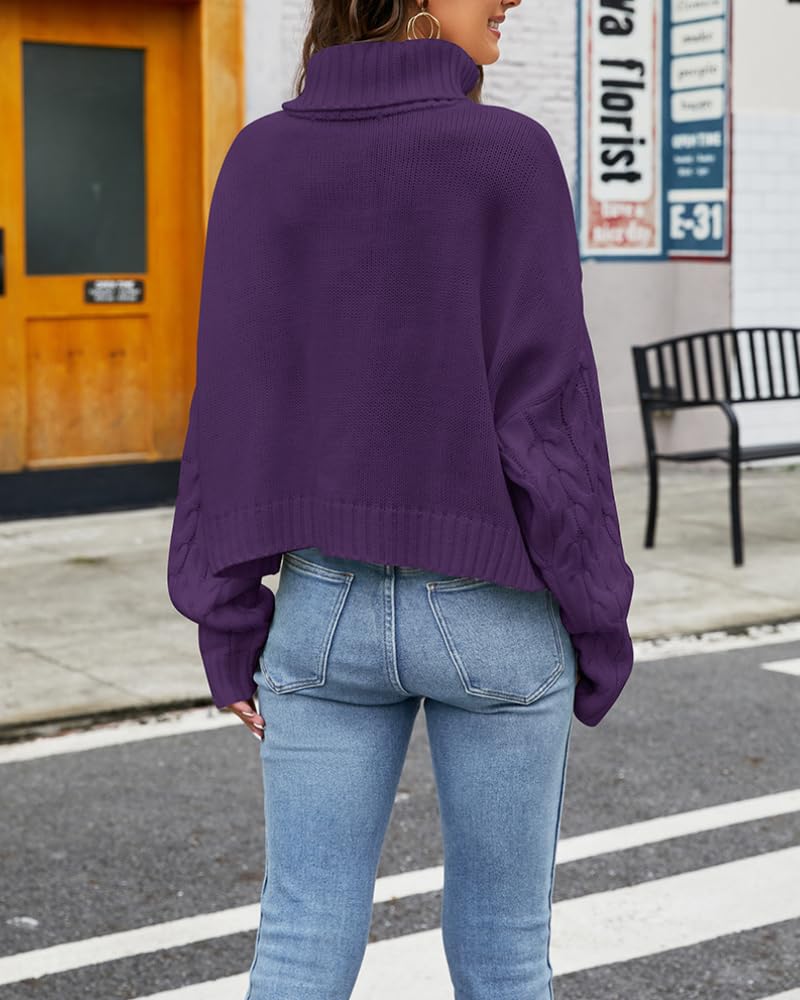 Casual High Neck Cropped Knit Pullover Sweater