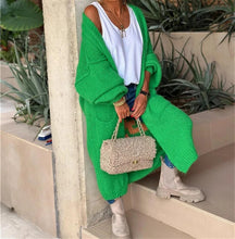 Load image into Gallery viewer, Boho Love Peace Printed Pocket Oversized Midi Cardigan
