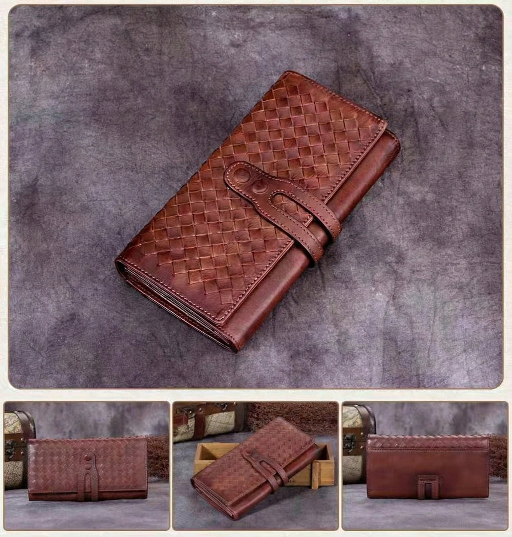 Personalized Wallet Leather Long Checkbook Womens Clutch Wallet Purse