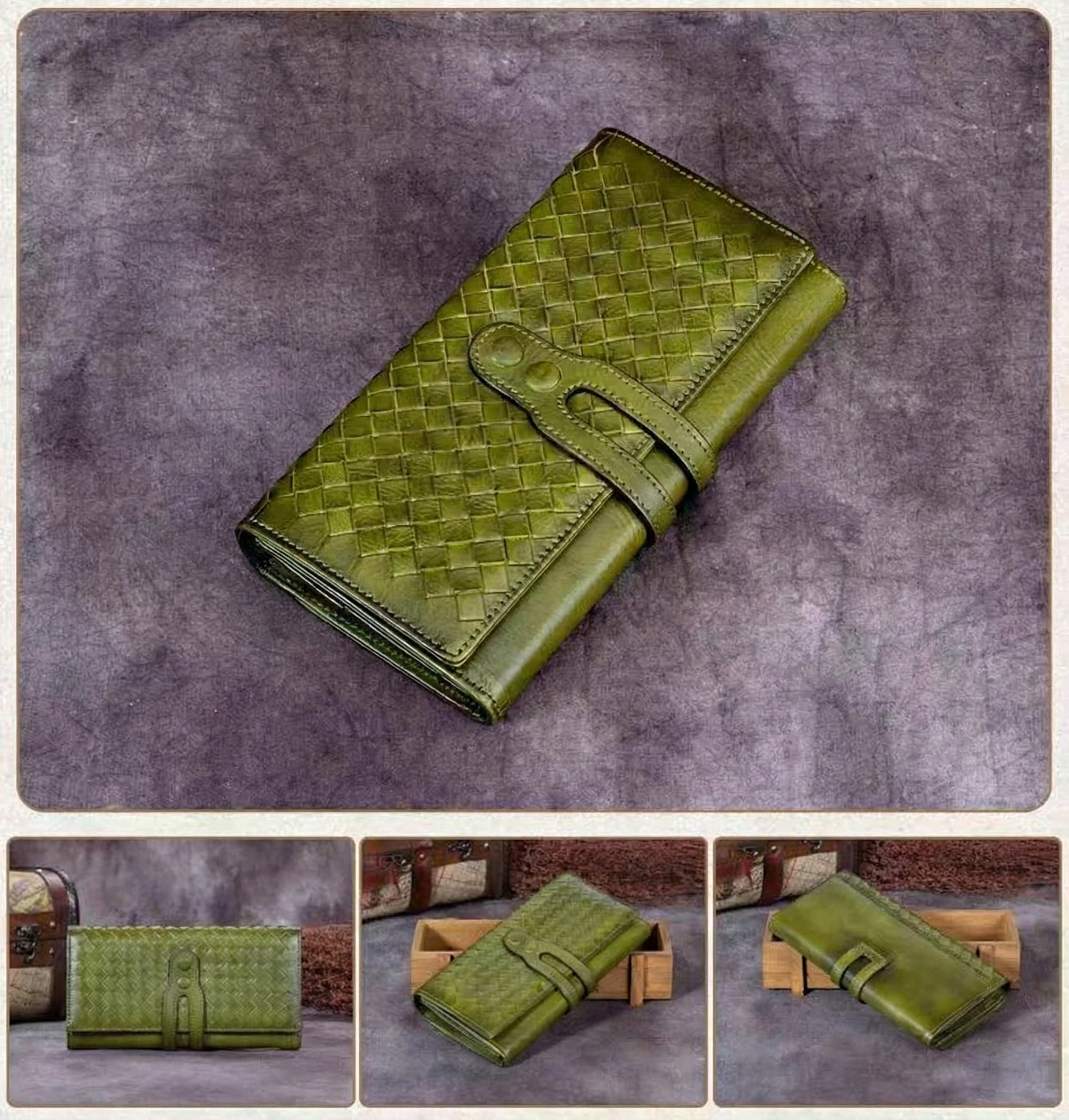 Personalized Wallet Leather Long Checkbook Womens Clutch Wallet Purse