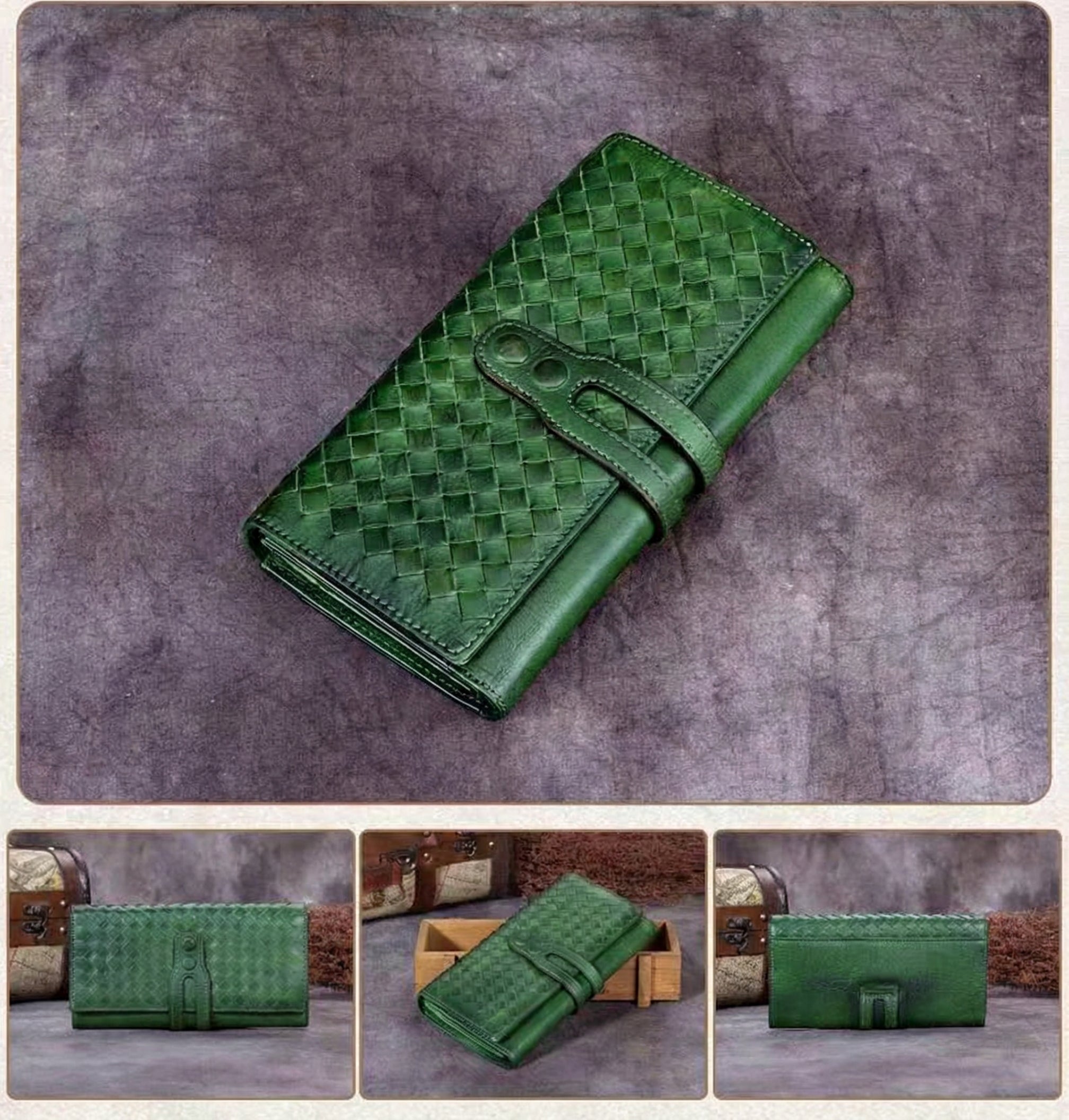 Personalized Wallet Leather Long Checkbook Womens Clutch Wallet Purse